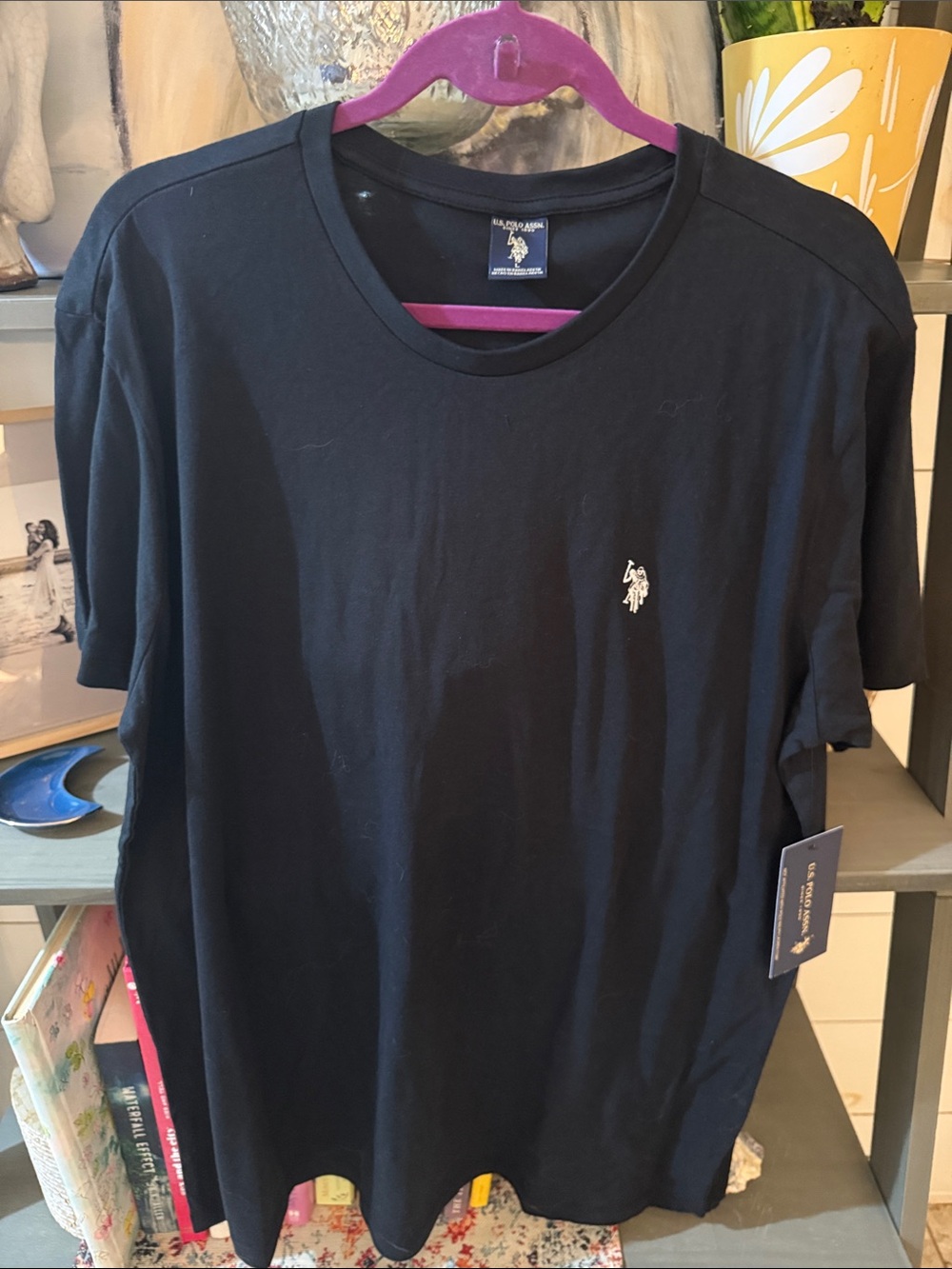 U.S. Polo Assn. Men’s Black Crew Neck T-Shirt with White Logo